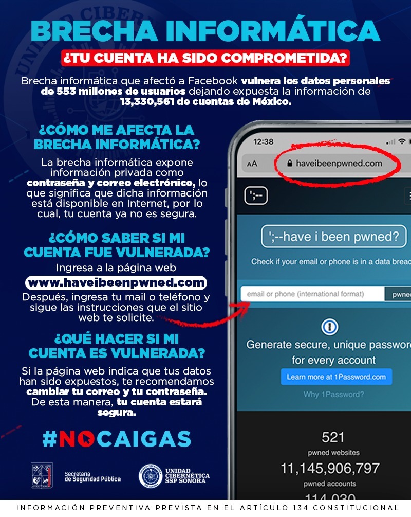 Llama Unidad Cibernética de SSP Sonora a verificar cuentas de Facebook