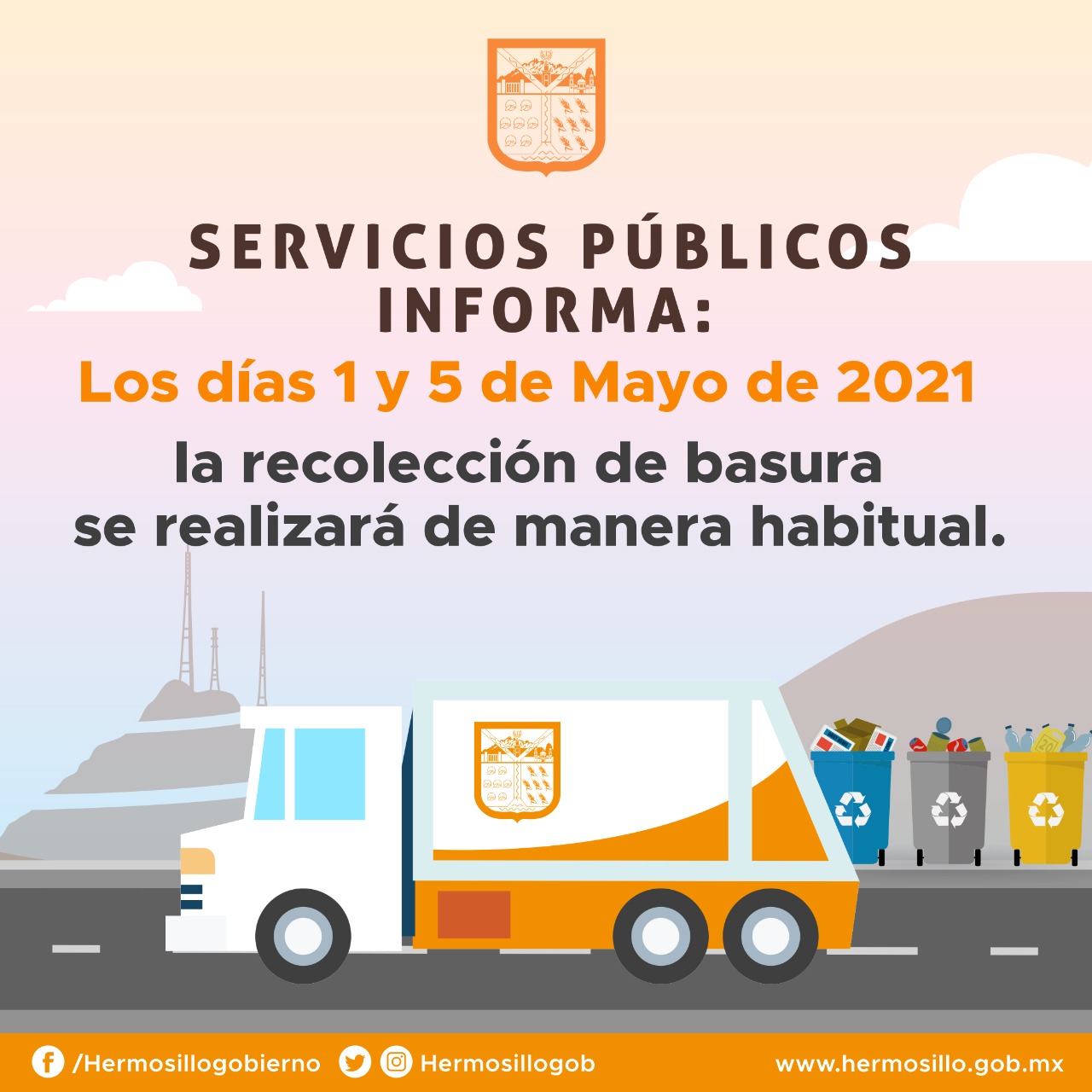 Habrá recolección de basura los próximos primero y 5 de mayo