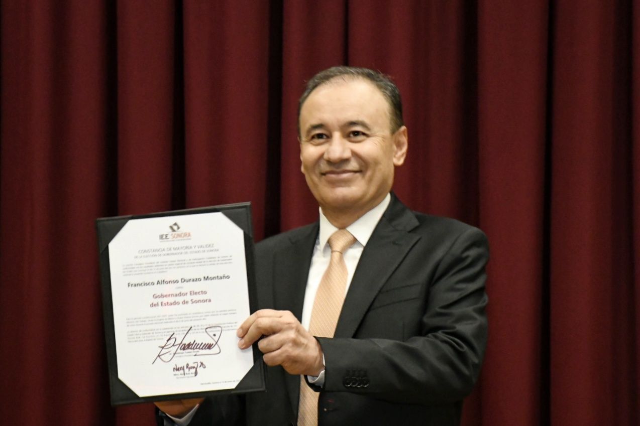 Recibe Alfonso Durazo constancia de mayoría como gobernador electo de Sonora
