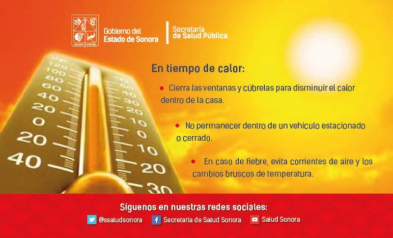 Reitera Salud Sonora llamado a extremar precauciones ante altas temperaturas
