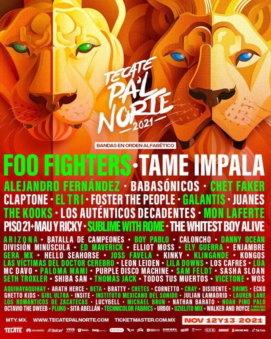 Foo Fighters y Tame Impala encabezan el Tecate Pal’ Norte en su regreso a los escenarios