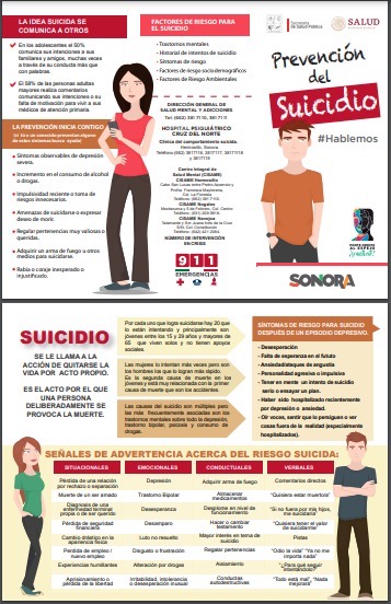 Llama Salud Sonora a observar señales para prevenir suicidio