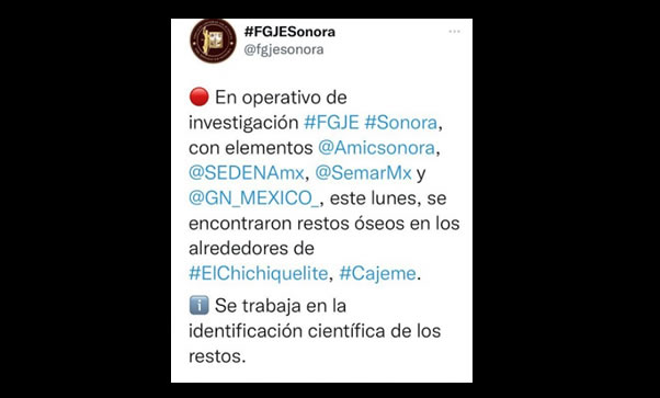 Encuentran restos óseos, se especula podrían ser de yaquis desaparecidos