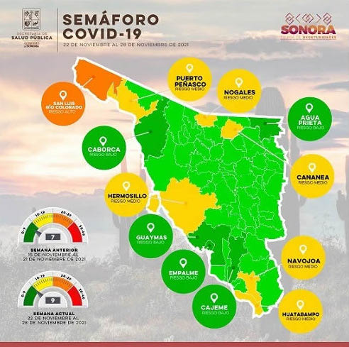 Hermosillo cambió de color verde a amarillo para la semana del 22 al 28 de noviembre