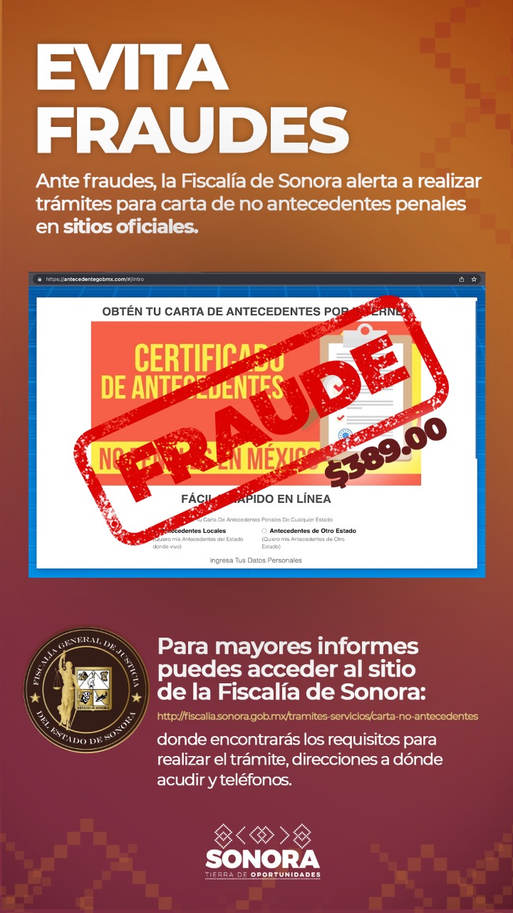 Alertan ante fraude para tramitar carta de no antecedentes penales