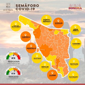 Por incremento de casos, cuatro municipios pasan a semáforo naranja