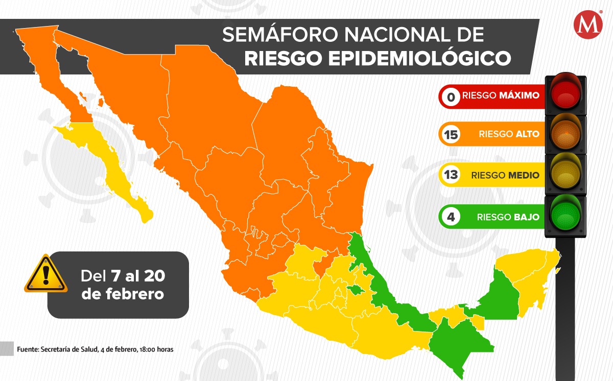 Sonora entre 15 entidades con riesgo alto por Covid-19 Sonora entre 15 entidades con riesgo alto por Covid-19