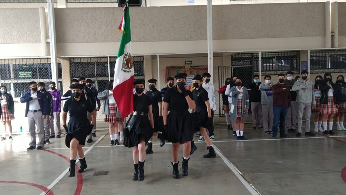 Cecyte Sonora conmemora Día de la Bandera con acto cívico simultáneo en sus 49 planteles
