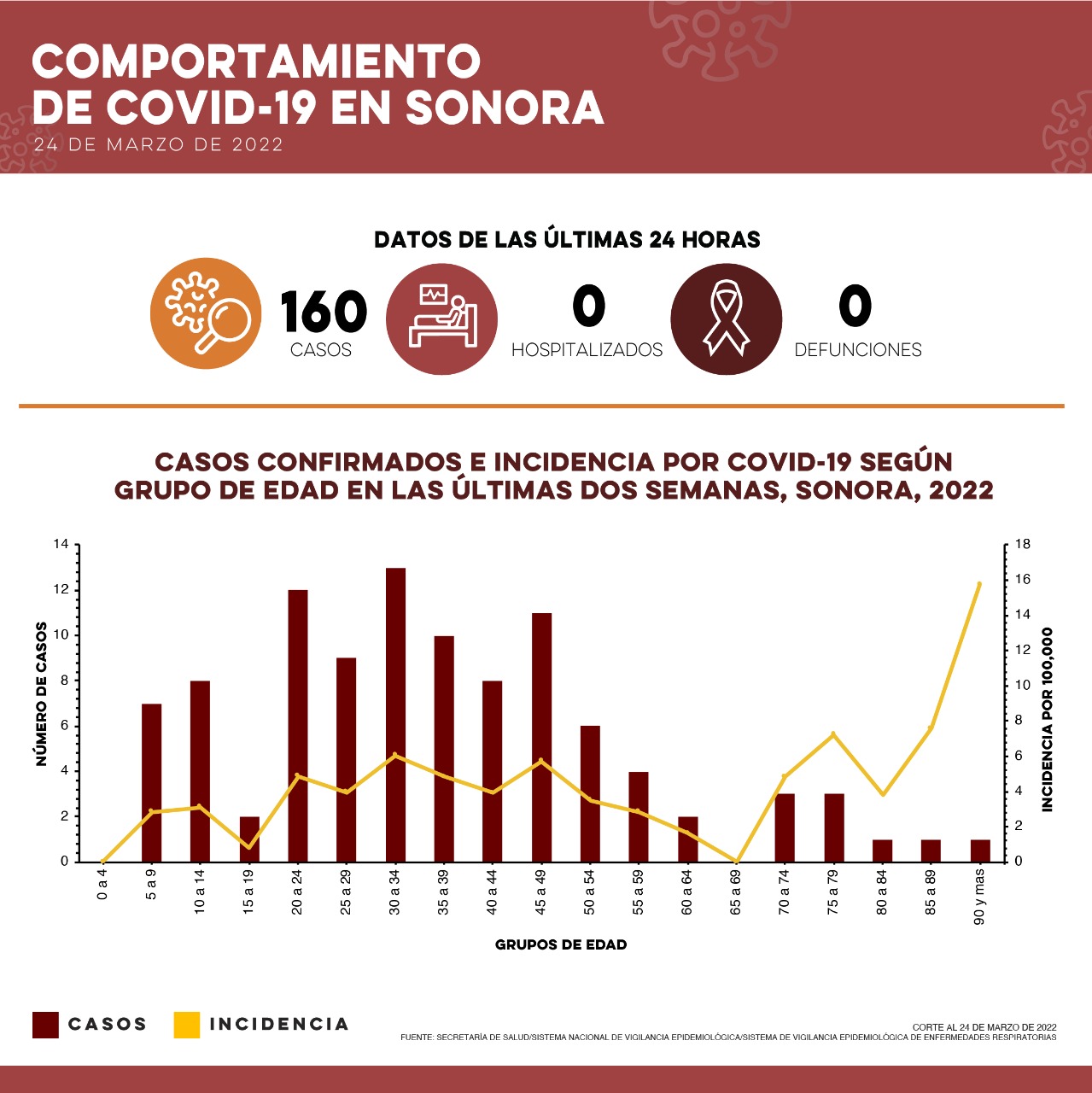 Informa Secretaría de Salud 160 casos y ninguna defunción por Covid-19