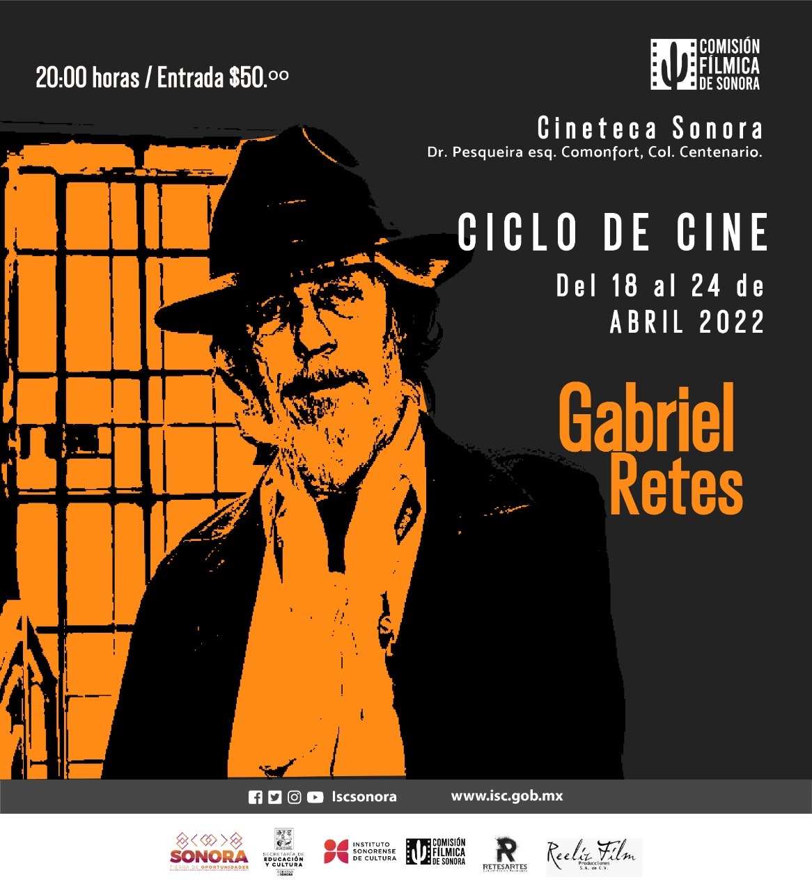 Del 18 al 24 de abril Cineteca Sonora exhibirá el Ciclo de cine con la obra de Gabriel Retes