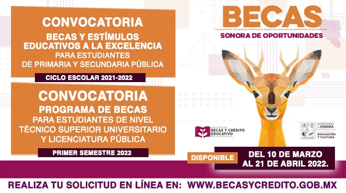 Este jueves cierra la convocatoria de becas «Sonora de Oportunidades 2022”