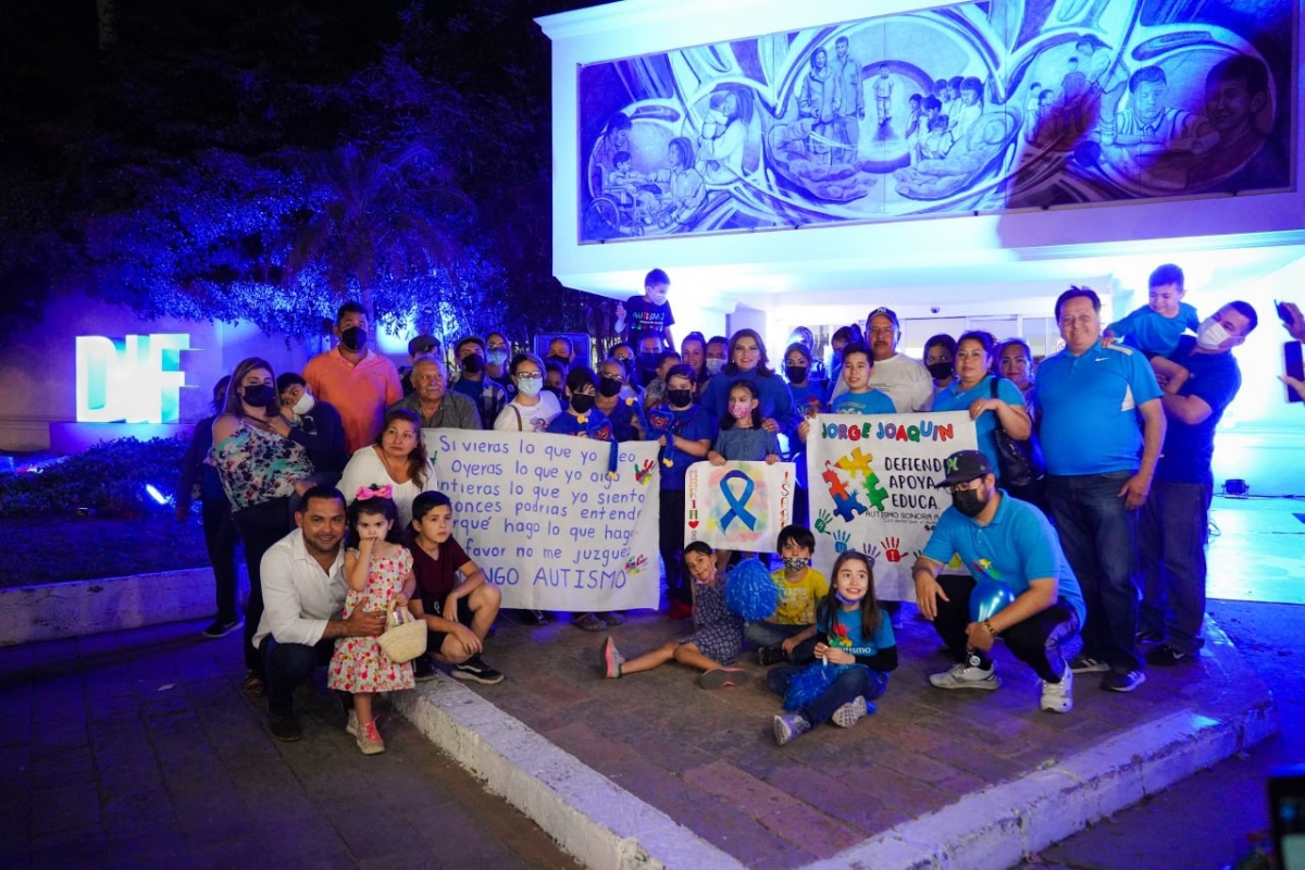 Iluminan de azul oficinas de DIF Sonora para visibilizar el espectro autista