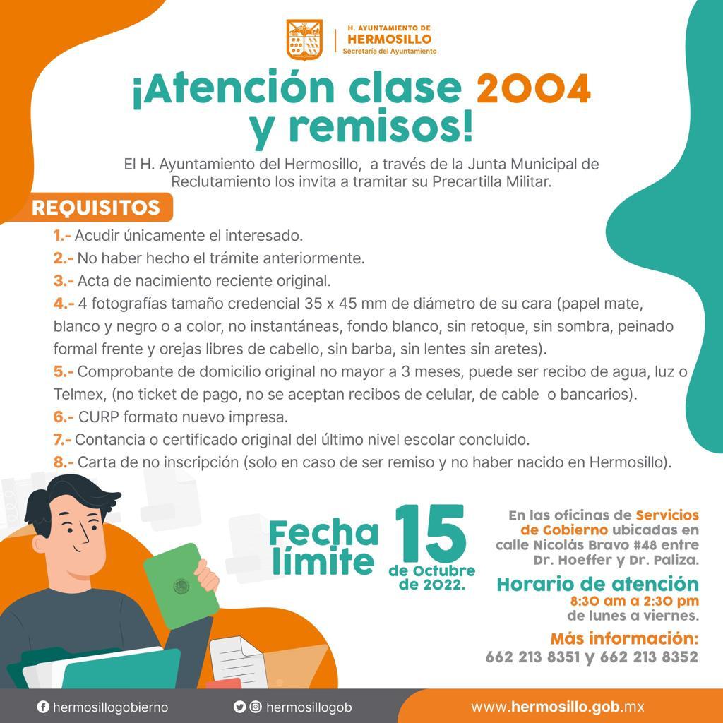 <strong>Invitan a jóvenes clase 2004 y remisos a tramitar su cartilla del Servicio Militar Nacional</strong>