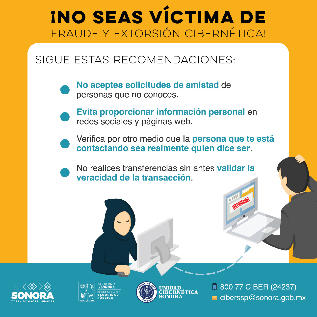 Emite alerta Unidad Cibernética por fraude y extorsión