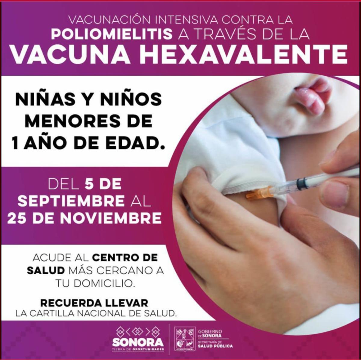 <strong>Continúa vacunación hexavalente en el estado: Secretaría de Salud</strong>