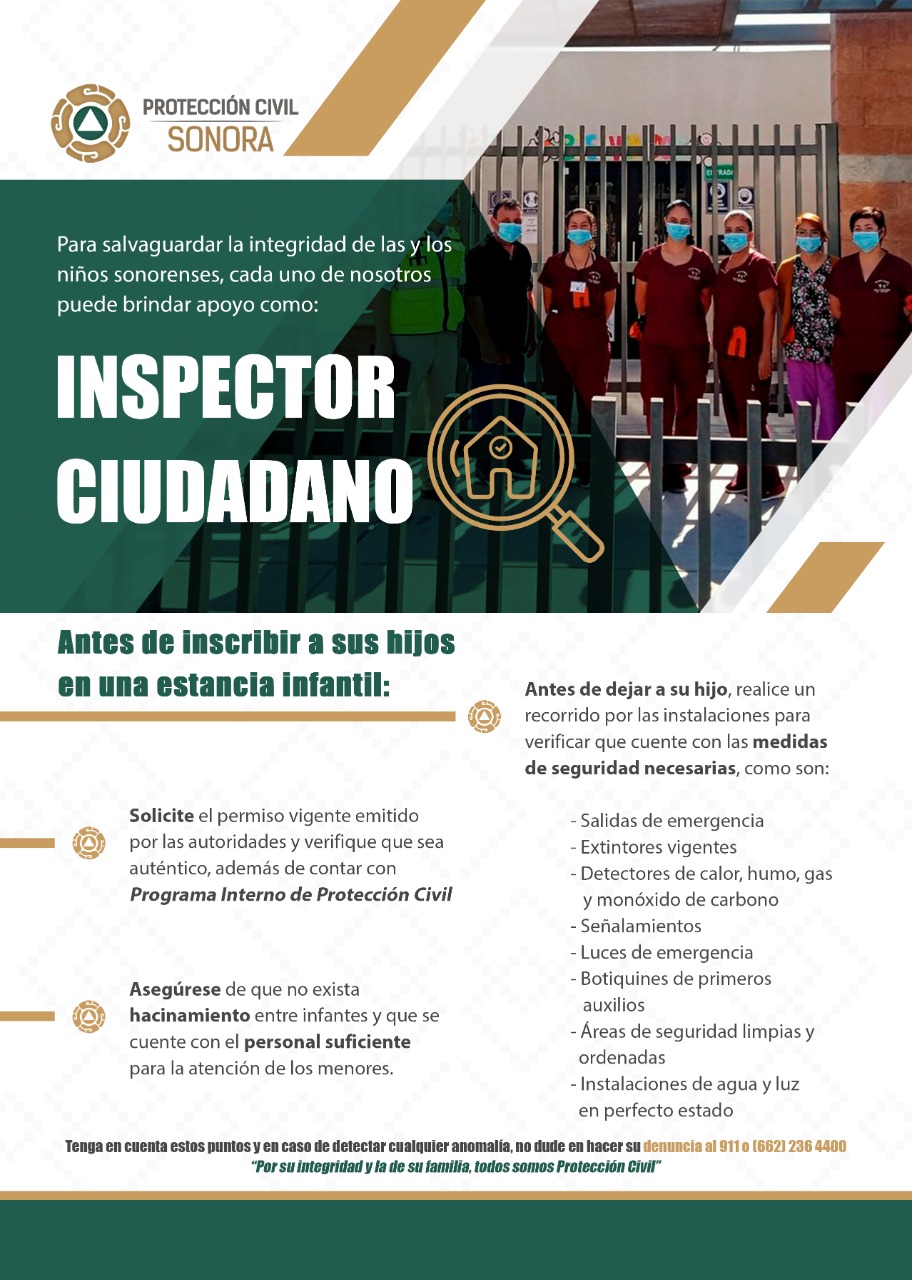 Arranca Protección Civil Sonora programa Inspector Ciudadano