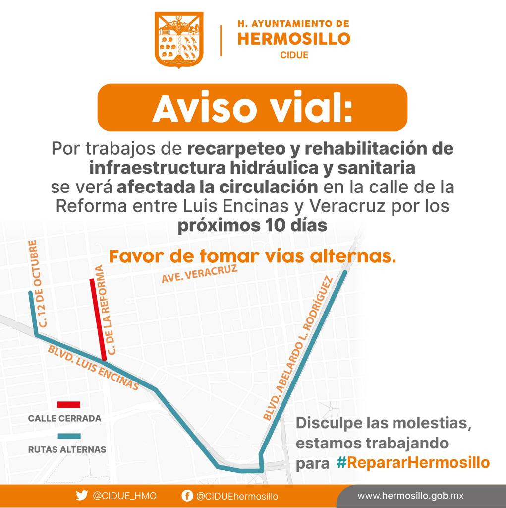 Rehabilitará Ayuntamiento 21 cuadras de la calle Reforma a partir del próximo lunes