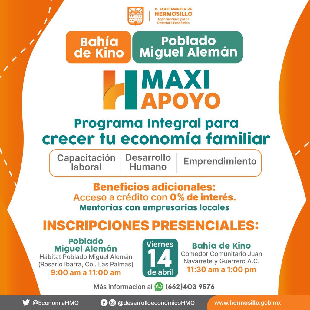 Podrán inscribirse al programa Maxi Apoyo personas de Kino y Miguel Alemán Podrán inscribirse al programa Maxi Apoyo personas de Kino y Miguel Alemán