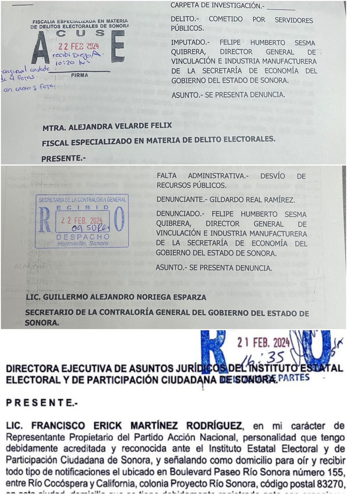 Interpone PAN Sonora denuncias por desvío de recursos públicos