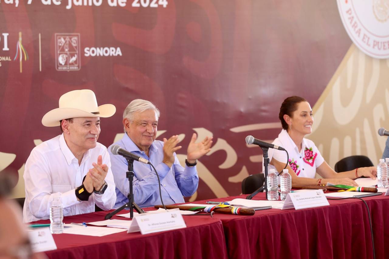 Cierran Gobernador Durazo, presidente López Obrador y presidenta electa Sheinbaum gira por Sonora con restitución histórica al pueblo Yaqui