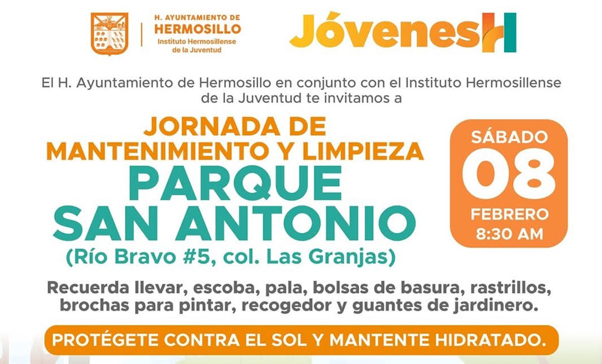 Realizará IHJ jornada de mantenimiento y limpieza en Parque San Antonio