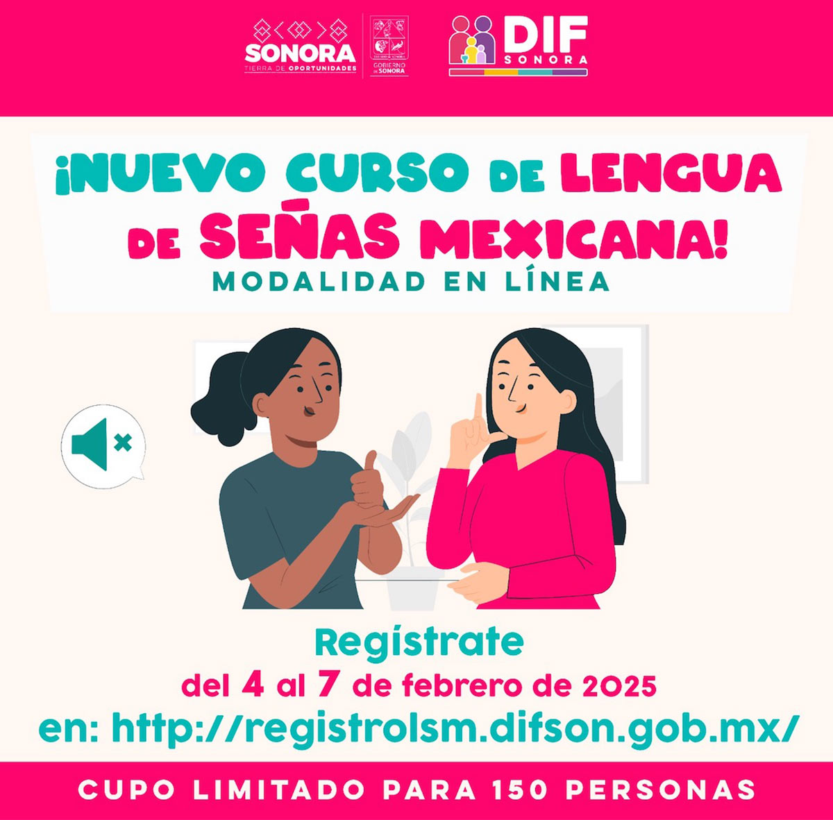 Convoca Gobierno de Sonora a inscribirse al Curso Básico de Lengua de Señas Mexicana