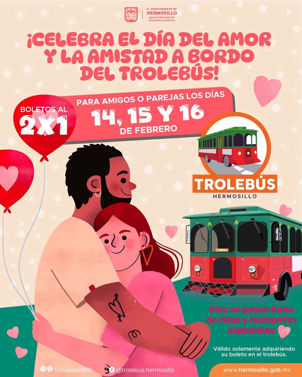 Ofrece Trolebús Hermosillo boletos al 2×1 para celebrar el Día del Amor y la Amistad Ofrece Trolebús Hermosillo boletos al 2×1 para celebrar el Día del Amor y la Amistad
