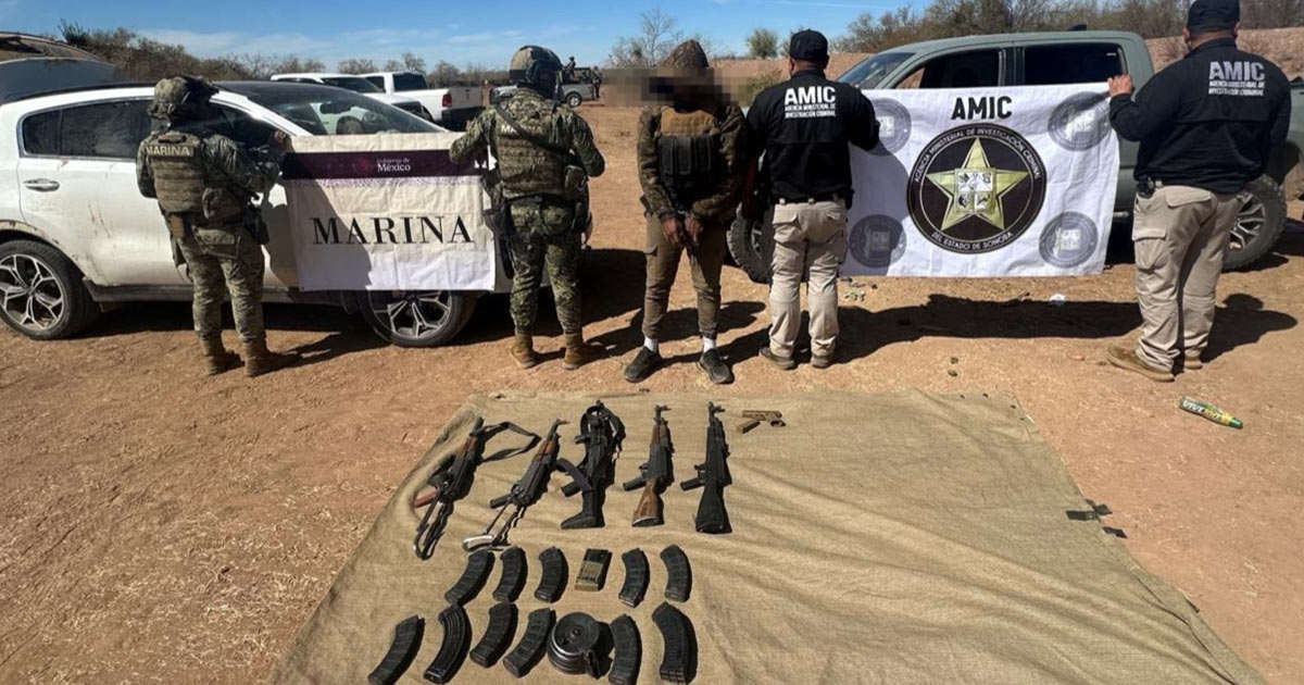 Asegura operativo AMIC-SEMAR armamento y detiene a un masculino en Trincheras Asegura operativo AMIC-SEMAR armamento y detiene a un masculino en Trincheras