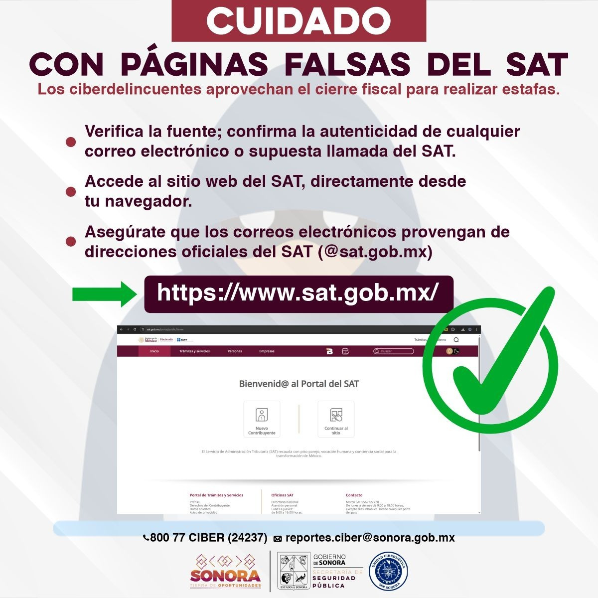 Alerta Unidad Cibernética posibles fraudes a través de páginas y correos electrónicos falsos del SAT