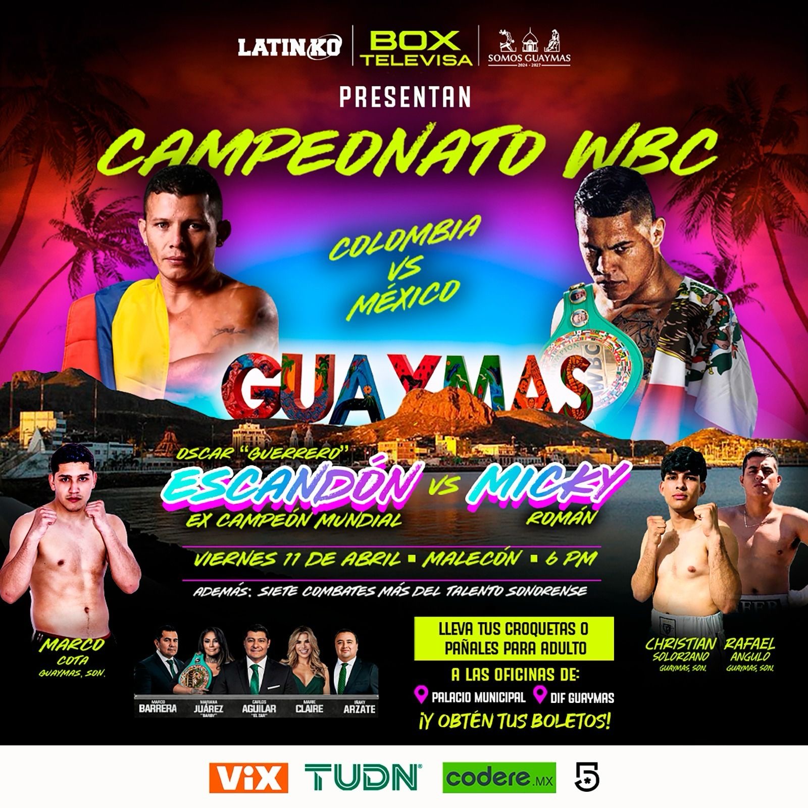 Habrá este 11 de abril Campeonato WBC México vs. Colombia en el Malecón Turístico de Guaymas
