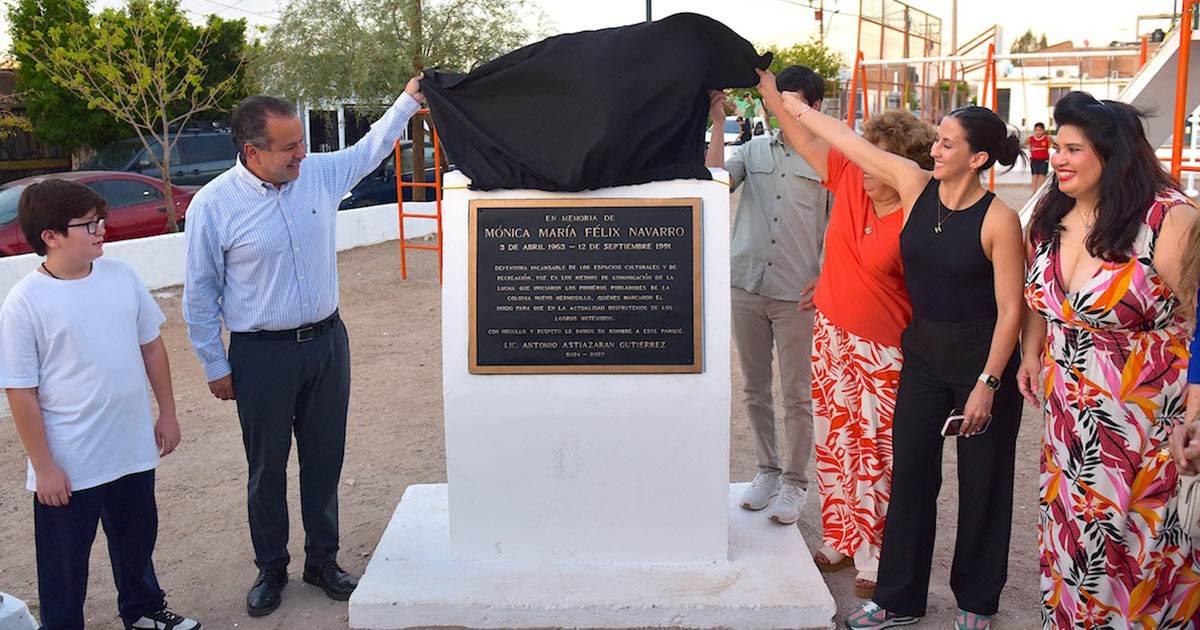 Devela Toño Astiazarán placa del parque “Mónica Félix Navarro”, obra ganadora del presupuesto CRECES 2024