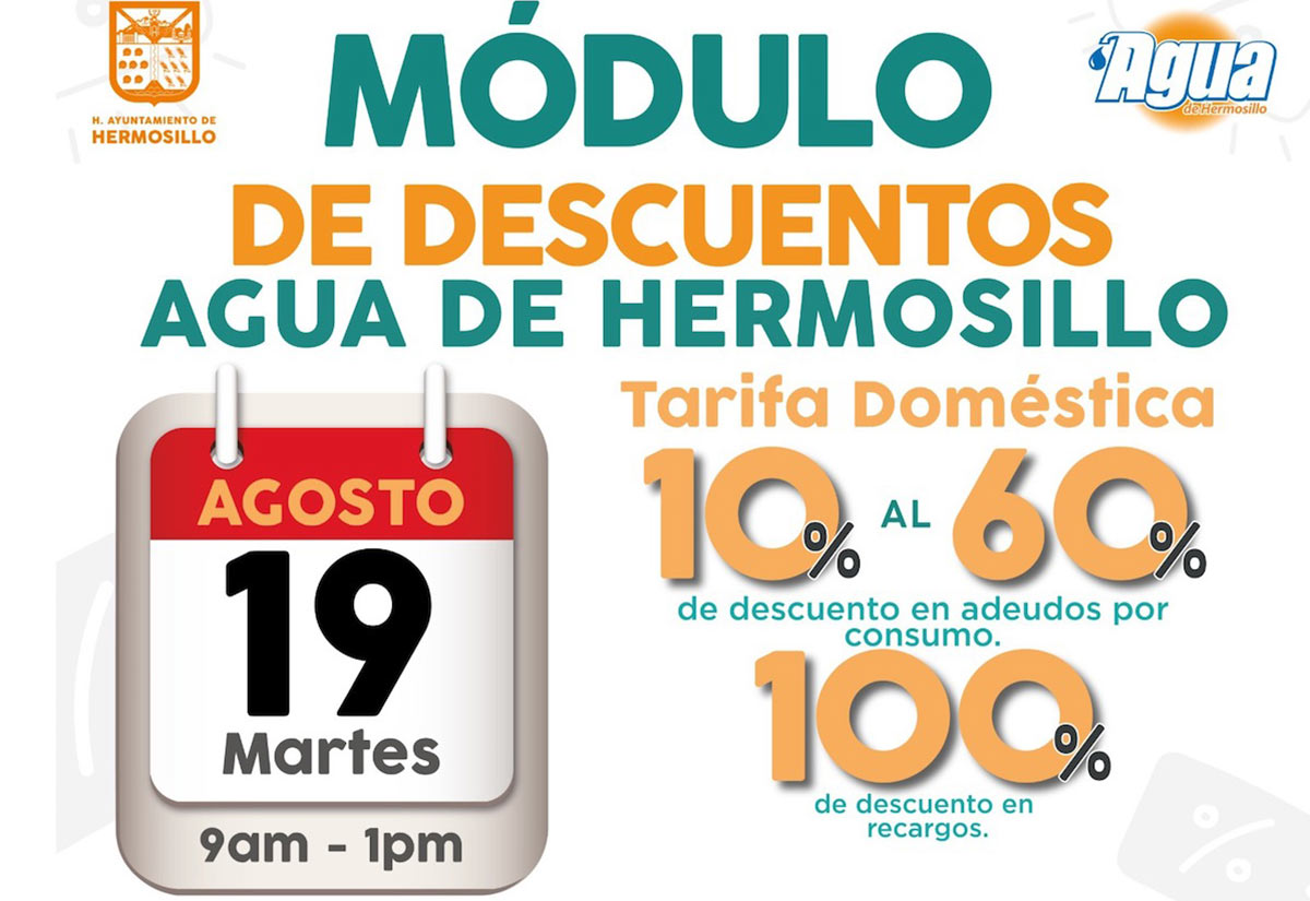 Convoca Agua de Hermosillo a la Jornada de Descuentos en Lomas de Linda Vista Convoca Agua de Hermosillo a la Jornada de Descuentos en Lomas de Linda Vista