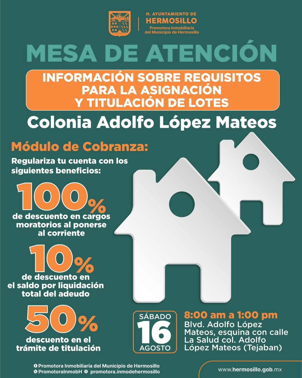 Tendrá Promotora Inmobiliaria mesa de atención en la colonia Adolfo López Mateos este sábado 16 Tendrá Promotora Inmobiliaria mesa de atención en la colonia Adolfo López Mateos este sábado 16