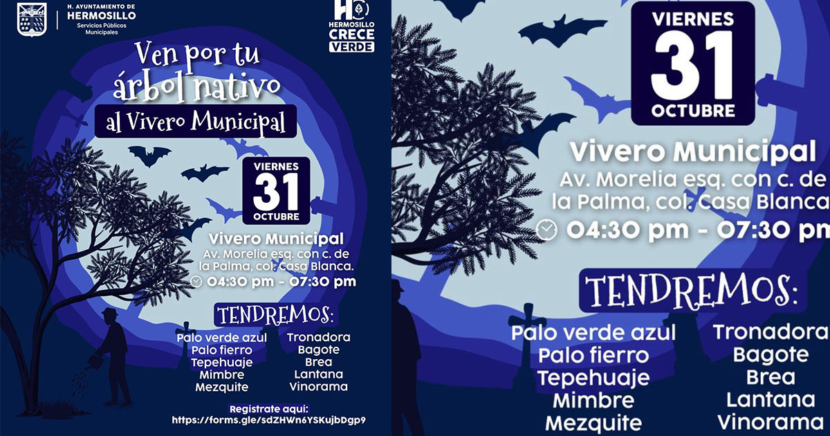 Invita Vivero Municipal a participar en la donación de árboles nativos con temática de disfraces este viernes 31
