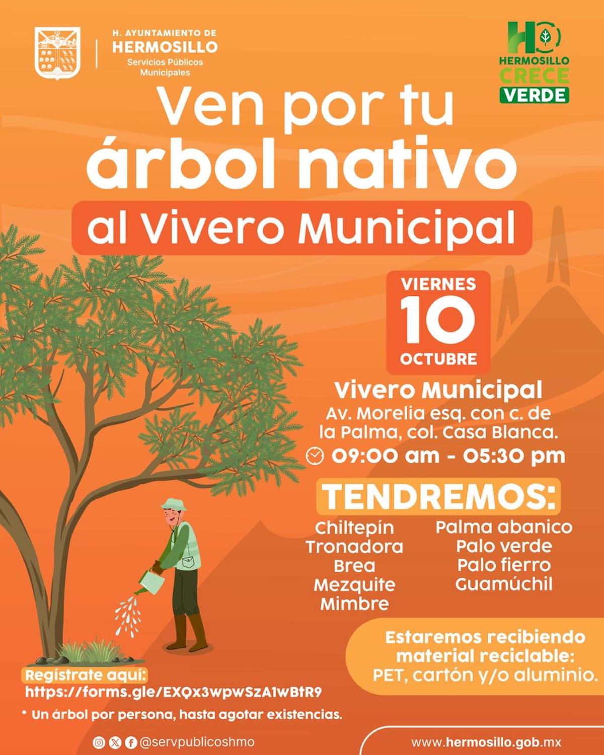 El Ayuntamiento de Hermosillo entregará árboles nativos en el Vivero Municipal